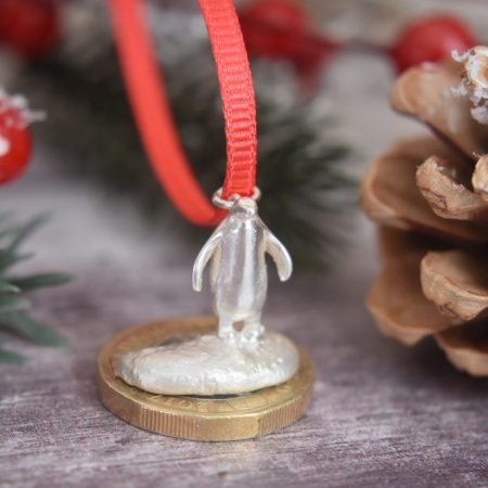 Penguin Sterling Silver Christmas Decoration Ornament Freestanding