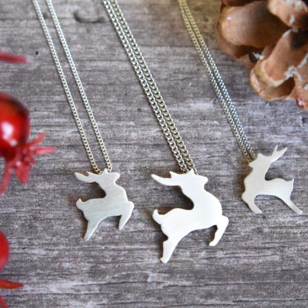 Sterling silver handmade reindeer stag necklace Christmas Jewellery