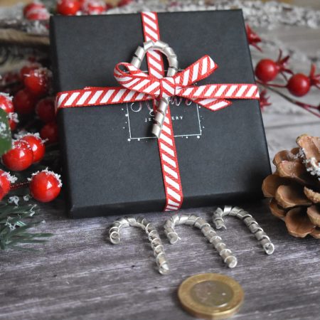 Set of Three or Four Mini Sterling Silver Christmas Candy Canes