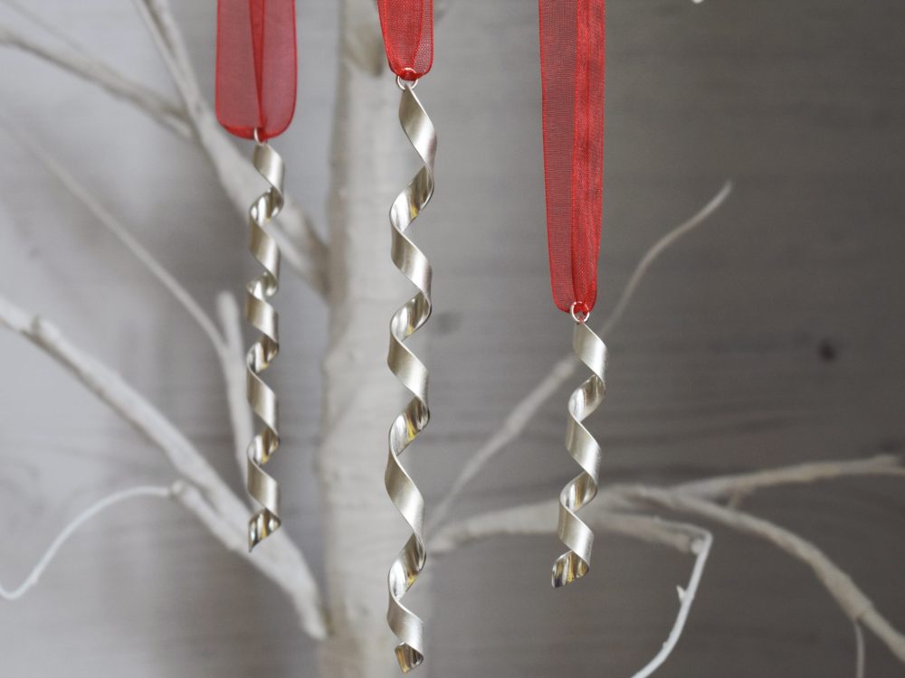Twisted Icicles Set of Three Sterling Silver Christmas Tree Hanging