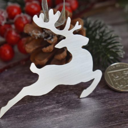 Reindeer Tree Decoration Sterling Silver Christmas UK Hallmarked Keepsake