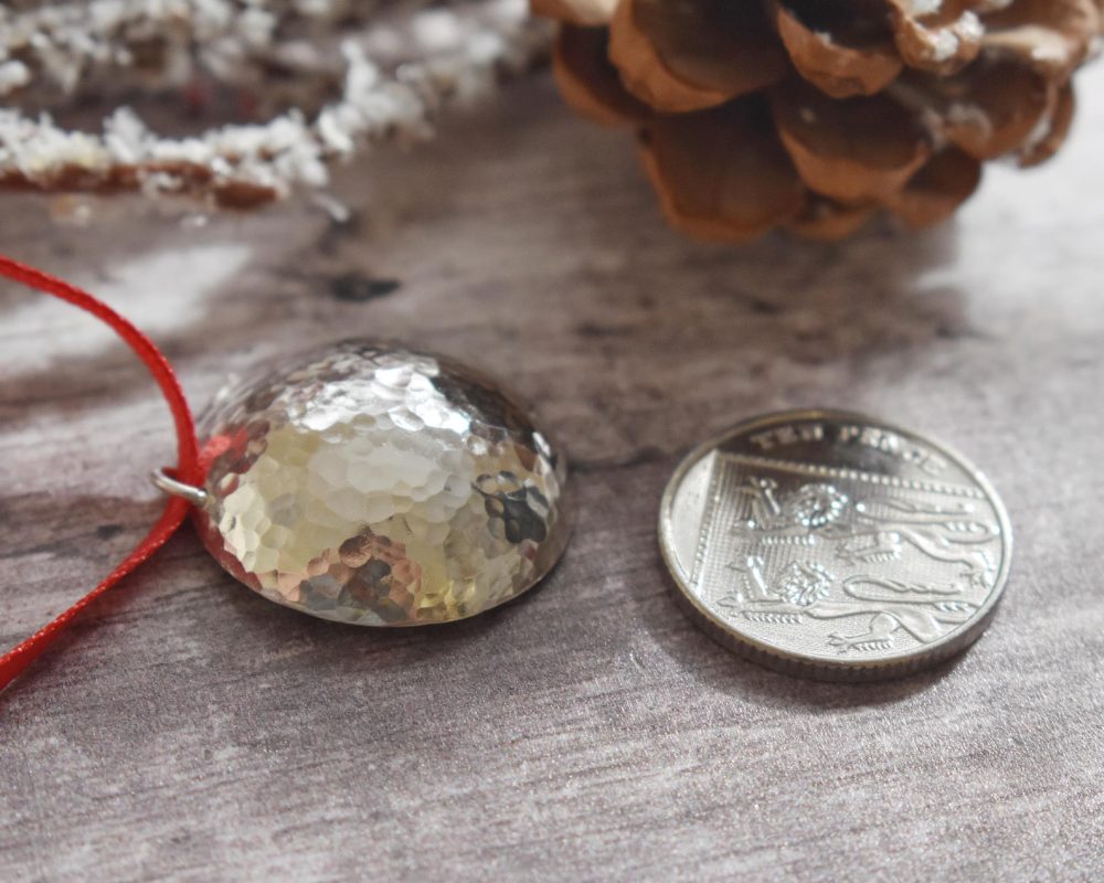 Penguin Personalised Christmas 3D Scene Dome Tree Decoration Handmade Keepsake Sterling Silver UK Hallmarked - Image 4