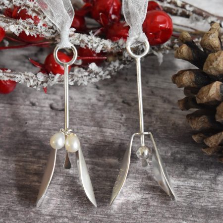 Mistletoe Tree Decoration Personalised 3D Sterling Silver Keepsake Christmas Nature UK Hallmarked
