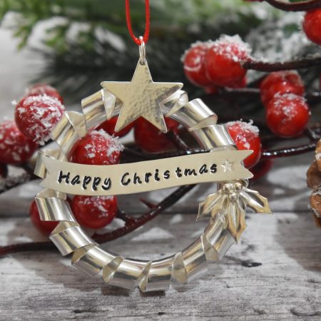 Personalised Christmas Star Personalised Wreath UK Hallmarked