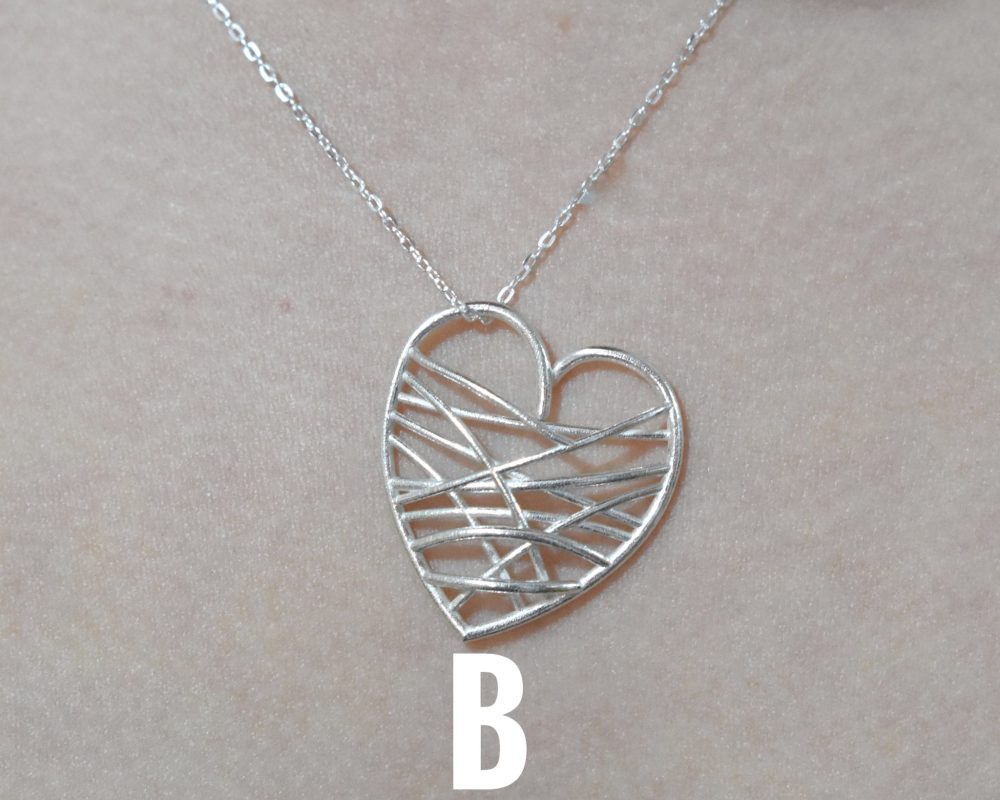 Sterling Silver Domed Wire Love Heart Necklace Limited Edition - Image 3