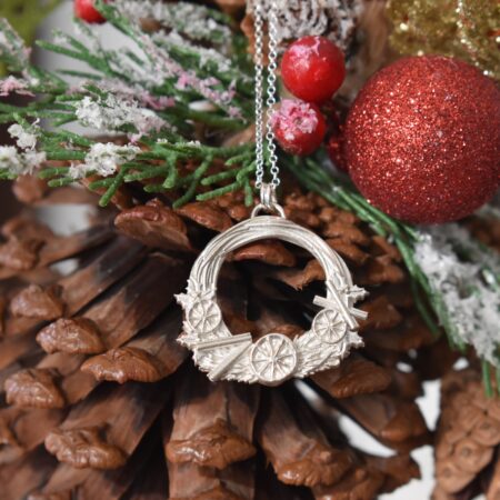 Sterling Silver Wreath Necklace Luxury Christmas UK Hallmarked