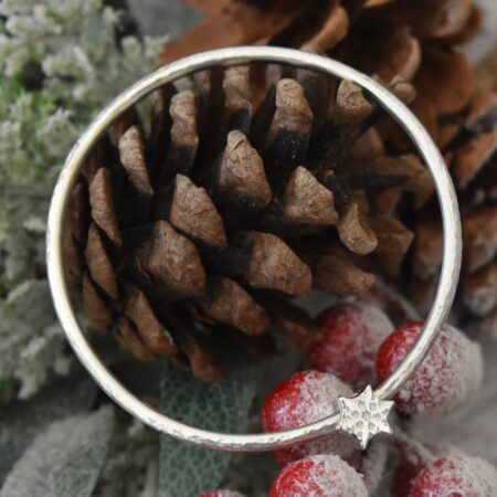 Snowflake fidget bangle sterling silver UK Hallmarked